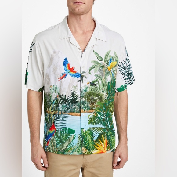 New GUESS Gino Printed Short-Sleeve Shirt SZ M - Picture 1 of 10